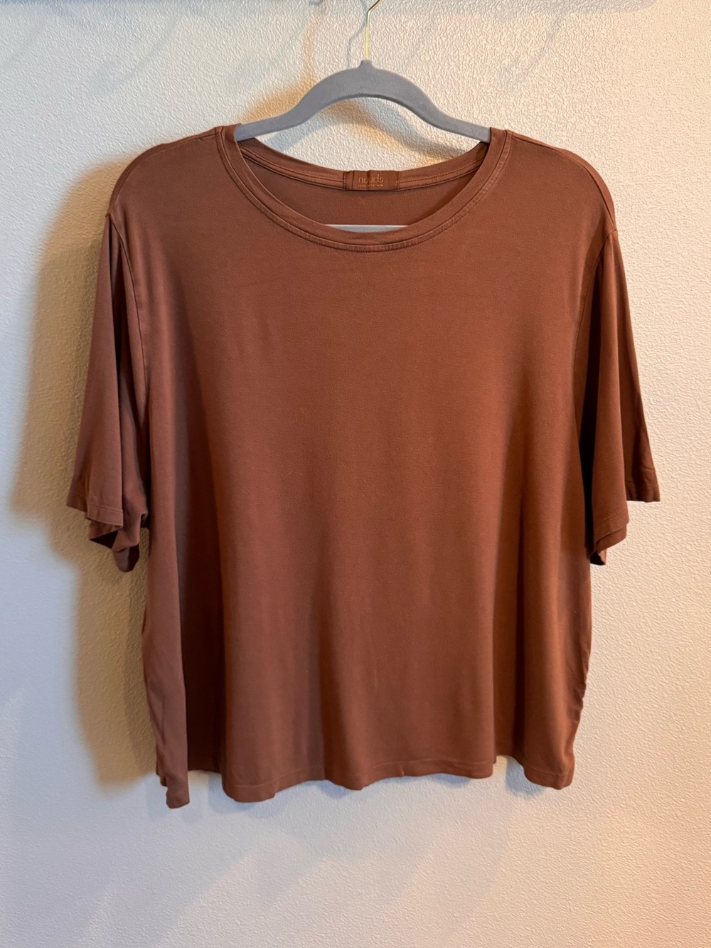 nuuds Relaxed Short Sleeve Boxy Tee in Rust Brown XL